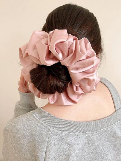 1pc Oversized Fluffy & Soft Faux Silk Elastic Hair Scrunchie, Fashion & Comfortable Hair Accessory For Women Scrunchies Hair Ties Scrunchy Hair Ties, Casual Ponytail Head Accessories Elastic Band
