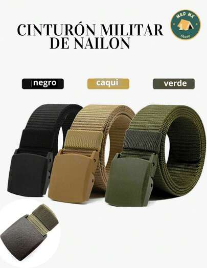 M&D MX Cinturón táctico de nylon para hombres con hebilla de plástico para estudiantes, deportes al aire libre y tejido, 923-2