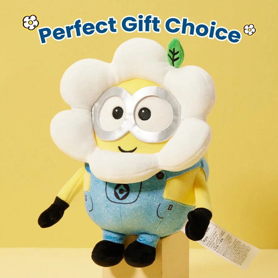 Miniso 9英寸Minion向日葵毛絨動物玩具，可愛的睡眠牀上用品毛絨動物Kawaii毛絨玩具枕頭幼兒玩具 - 黃色 - 查看 1