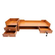 CNCEST Monitor Stand Riser, Wooden Heavy Duty Monitor Stand With 2 Shelves, Storage Compartment, Lockable Drawer, Computer/PC Monitor Riser, Office Organiser, Shelf, Laptop Riser - Wood - View 4