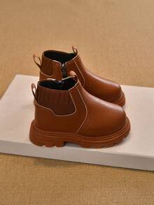 2024新款春秋英伦风格防滑靴 - 棕色 - 查看 4