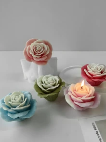 大玫瑰花硅胶模具，用于制作香薰蜡烛、香薰蜡铸造、石膏慕斯工艺模具、DIY 家居装饰配件 - 耐用且可重复使用的硅胶材料 - 白色 - 查看 1