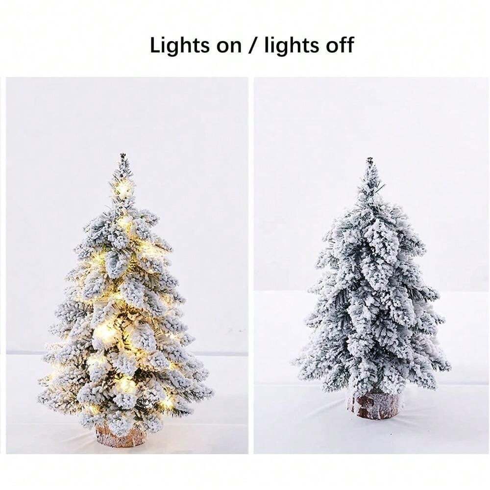 1 Pc Prelit Tabletop Christmas Tree Snow Flocked Christmas Tree With