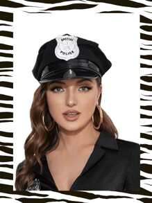 1 Chiếc, Mũ lưỡi trai nữ, Mũ cảnh sát Unisex, Mũ bảo vệ, Mũ hóa trang Halloween, Cosplay, Thích hợp cho tiệc ngày lễ, Phù hợp với trang phục - màu đen - Xem 12