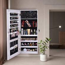 New Wall/Door Mounted Full Mirrored Jewelry Holder Organizer Cabinet Armoire US - 1 - Xem 1