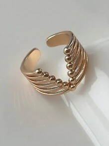 1 chiếc nhẫn rỗng V-Line thời trang phong cách Âu Mỹ, trang sức tối giản hình học phóng đại, phù hợp với cuộc sống hằng ngày - Vàng - Xem 1