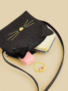 1pc Kids Glitter Sparkly Kitten Cute Cartoon Mini Shoulder Crossbody Bag Coin Purse, Suitable For Daily Use, Birthday Gift, Matching Outfit - A - View 7