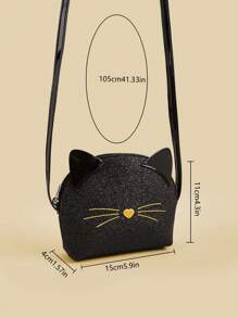 1pc Kids Glitter Sparkly Kitten Cute Cartoon Mini Shoulder Crossbody Bag Coin Purse, Suitable For Daily Use, Birthday Gift, Matching Outfit - A - View 9