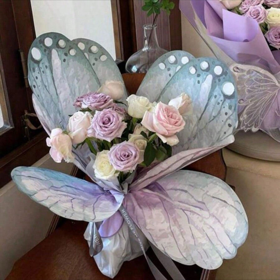 10 Sets New Butterfly Shaped Flower Wrapping Paper DIY Florist Packing