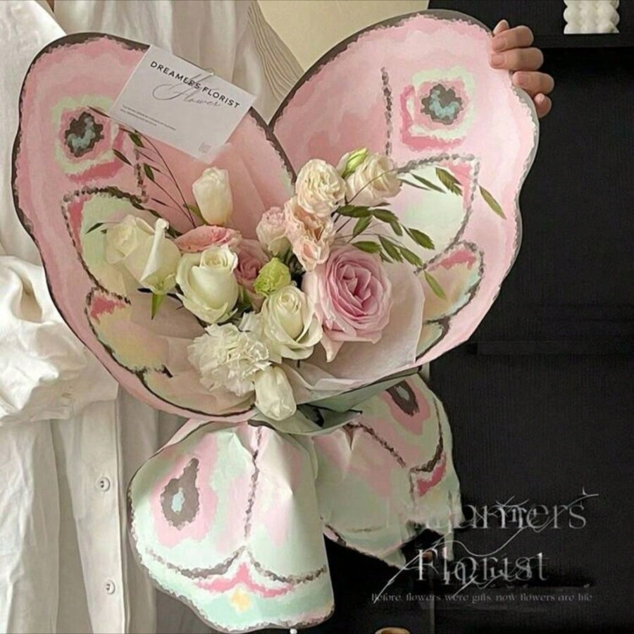 10 Sets New Butterfly Shaped Flower Wrapping Paper DIY Florist Packing