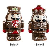 1 pièce Décoration de bureau de Noël Jarre à épices en céramique homme âgé soldat, salière et poivrière soldat casse-noisette, 2 pièces figurines casse-noisette, décorations de fête de Noël, cadeaux de Noël