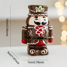1 pièce Décoration de bureau de Noël Jarre à épices en céramique homme âgé soldat, salière et poivrière soldat casse-noisette, 2 pièces figurines casse-noisette, décorations de fête de Noël, cadeaux de Noël