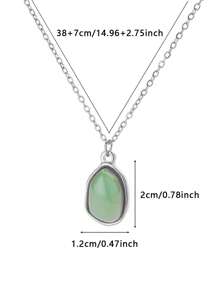 1 件女士不对称绿宝石吊坠项链，不锈钢材质，欧美风格时尚配饰，适合日常佩戴 - 綠色 - 查看 14