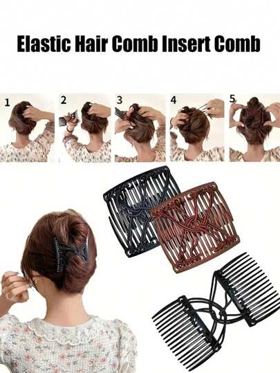 1pc Fashion Elegant Multi-Function Hair Comb Adjustable Double Combs Hair Clip Accessories Suitable For Dense, Curly, Sparse Hair, Adjustable Magic Hair Comb Clip ,Hair Styling Tools Beauty Home Hair Accessories