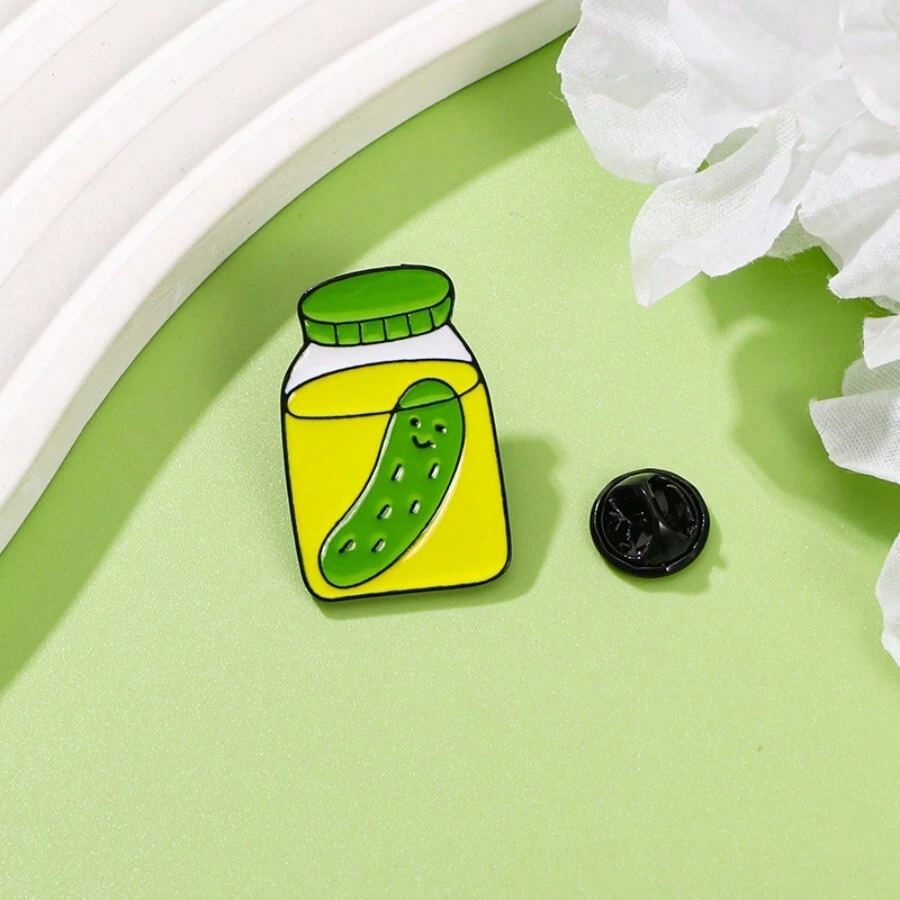 1 cái Trâm cài áo kim loại hình dưa chua hoạt hình dễ thương, Quà tặng, Trang trí quần áo/túi xách - màu xanh lá - Xem 1