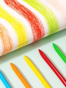 36pcs Plastic Crayons, Easy To Use, Mess-Free, Can Be Washed With Water, Smooth And For Kids, Triangle Shaped, 36 Colors - Multicolor - View 10