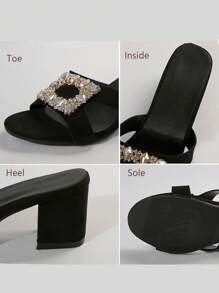 Nuevas sandalias de tacón alto con adornos de cristal y hebilla multiusos para mujeres, decoración de strass para el Día de San Valentín