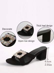 Nuevas sandalias de tacón alto con adornos de cristal y hebilla multiusos para mujeres, decoración de strass para el Día de San Valentín