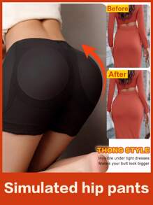 1 件女式加垫提臀塑身短裤，性感塑身衣腹部控制带可拆卸臀垫，舒适紧身连身衣 - 黑色 - 查看 5
