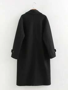 女式纯色翻领长袖双排扣休闲风衣，秋季