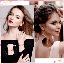 24/48 Pcs Small Birthstone Charms Round Rhinestone Charms Birthstone Pendant Charms Dangle Pendants With Rings Jewelry Making Supplies - Multicolor - View 7