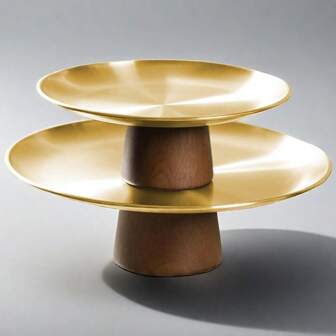 1 件，派对用蛋糕架金属蛋糕盘架，婚礼用底座木质底座饼架，蜡烛首饰装饰托盘甜点桌
