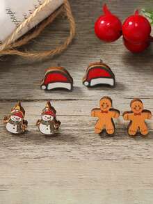 3 Cặp Hoa Tai Thời Trang Nữ Giáng Sinh Hoạt Hình Người Bánh Gừng Người Tuyết Mũ Ông Già Noel Đỏ Hoa Tai Nai Sừng Tấm In Màu Gỗ Cây Thông Noel Nhỏ Găng Tay Đỏ Nạng Đôi Râu Trắng Hoa Tai Ông Già Noel Quà Tặng Trang Sức Giáng Sinh Halloween Tiệc Giáng Sinh Cho Bạn Gái - Nhiều màu - Xem 8