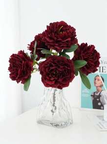 1pc High Quality 5-Headed Peony Artificial Flower, Fake Flowers Decor For Living Room, Tabletop Decoration, Valentine Day, Gift Gifts Birthday Graduation
