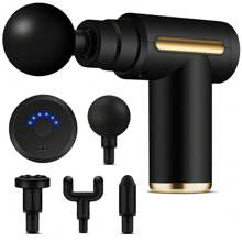 Pistola per massaggio LCD 720 da 1200 mAh ricaricabile tramite USB, fasciaguno potenziato per il rilassamento muscolare con 4 teste per il massaggio e 6 impostazioni di velocità, controllo touch, adatto per massaggi da ufficio per sedentari, atleti e bodybuilder per il rilassamento post-allenamento