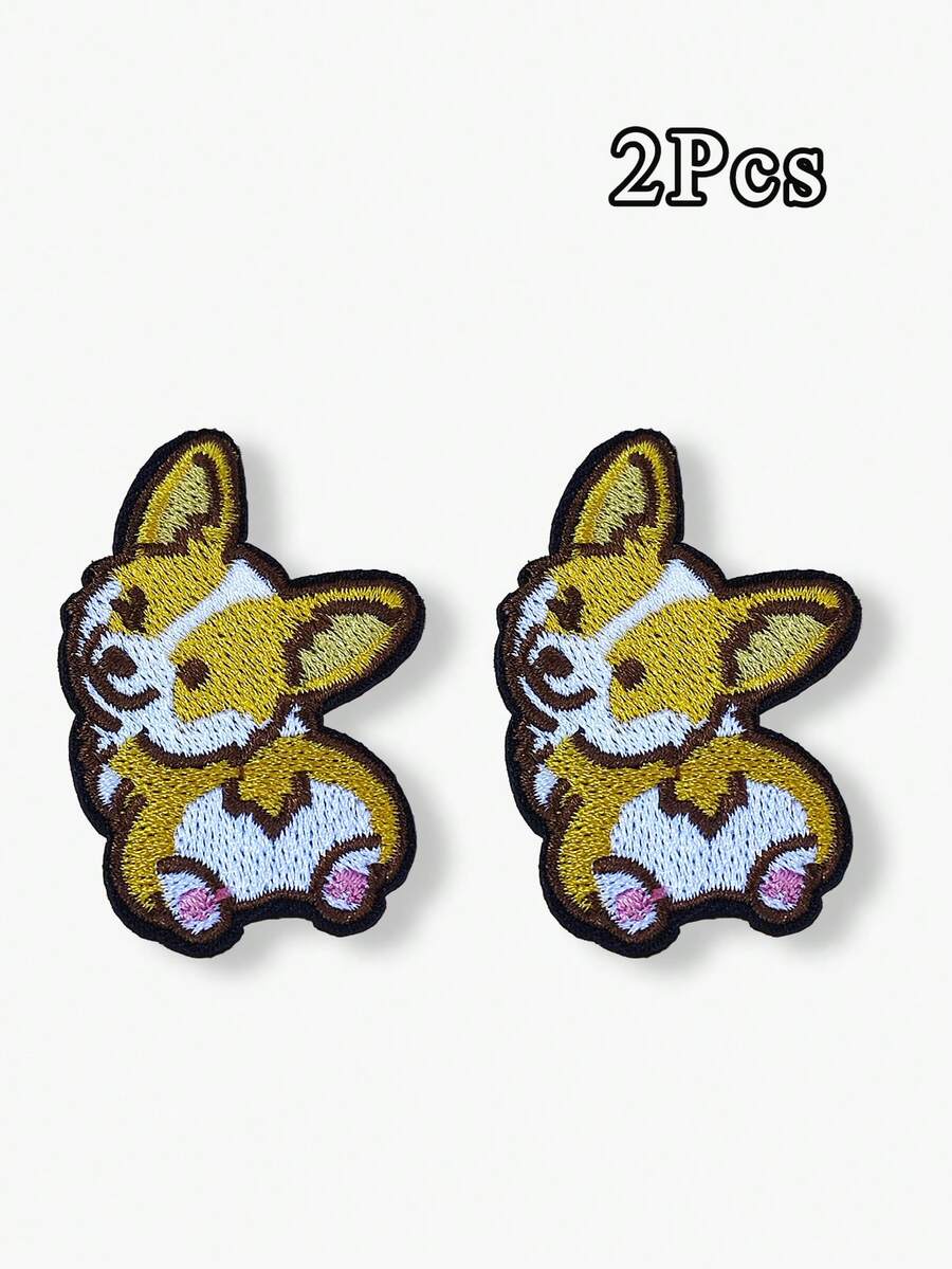 2pcs Cute Embroidered Patches Casual Mix & Match Accessories For