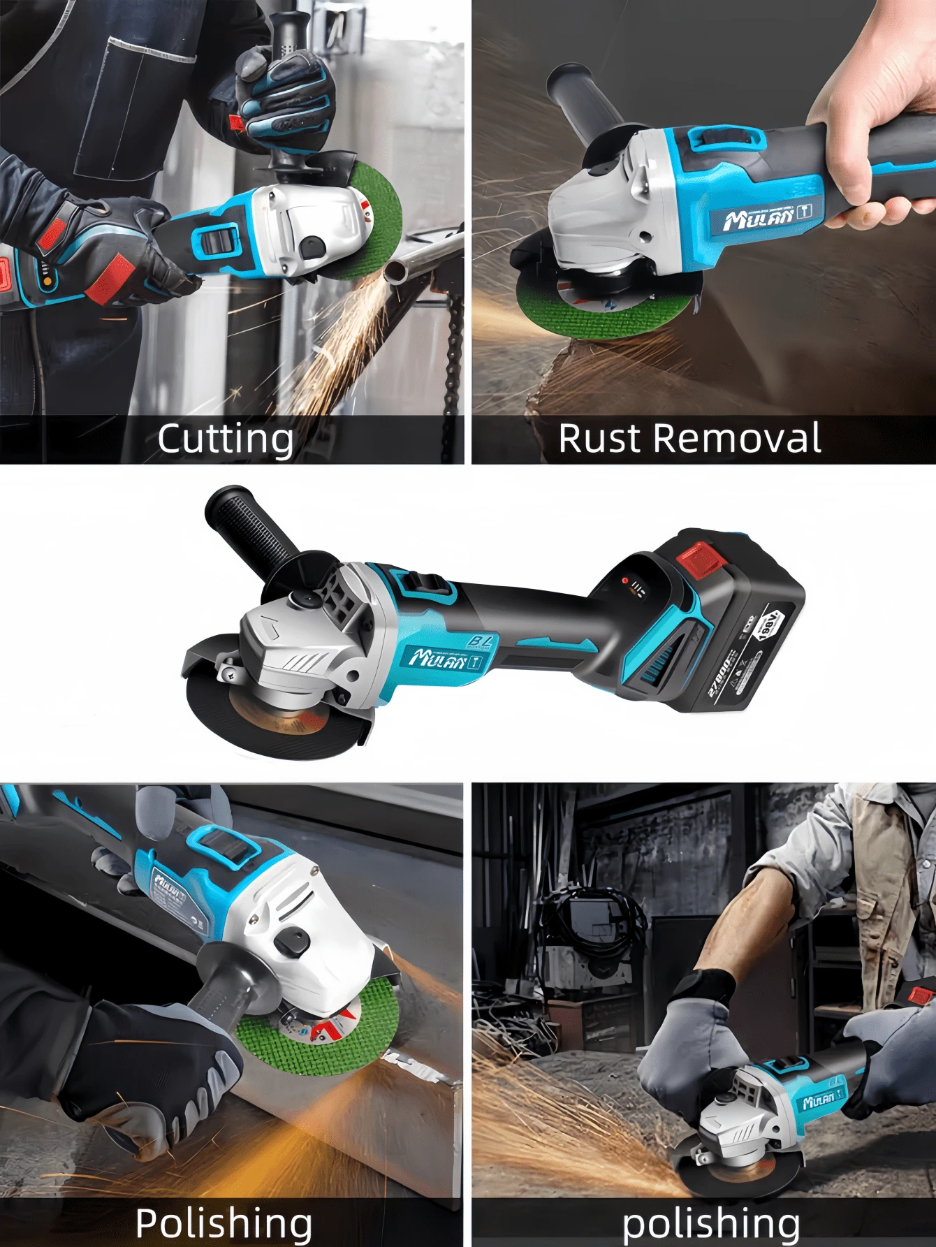 High Power Rechargeable Angle Grinder Lithium Battery Polishing