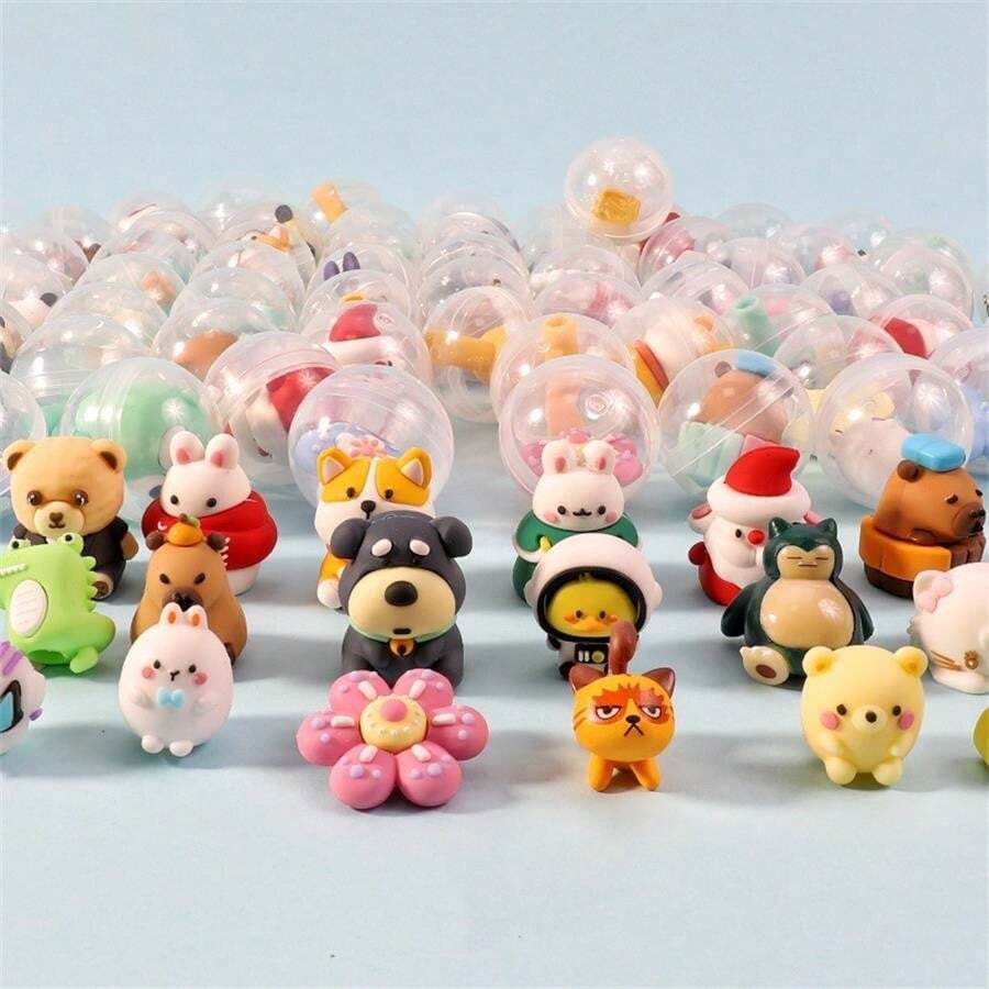 10 件圣诞迷你圣诞老人和驯鹿透明球胶囊玩具，圣诞装饰和派对礼物圣诞批发玩具奖品，扭曲蛋球 - 彩色 - 查看 1