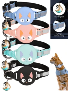 Cat Collar Breakaway, Reflective Kitten Collar With Apple Air Tag Holder And Bell For Girl Boy Cats, 0.4 Inches In Width And Lightweight(Excluding AIRTAG)