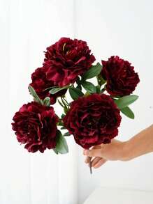 1pc High Quality 5-Headed Peony Artificial Flower, Fake Flowers Decor For Living Room, Tabletop Decoration, Valentine Day, Gift Gifts Birthday Graduation