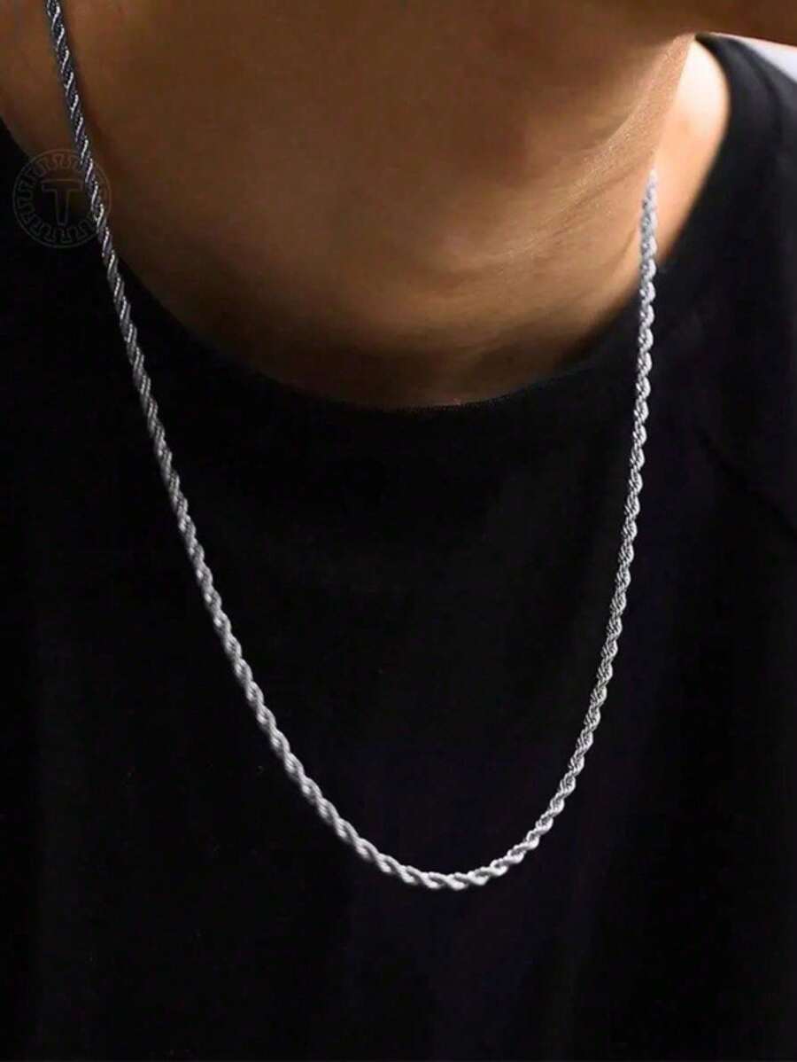 European Type Chain Men's Twist Chain Hip-Hop Trap / Fashion Chain Bahian Cord - 銀色 - 查看 1