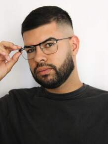 AMIA Men's Metal Eyeglass Frame With Blue Light Filter Lenses MOD 2305* - 黑色 - 查看 2