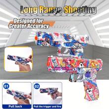 Toy Gel Ball Blaster, Fully Manual Outdoor Toy Model Without Charging, Suitable For Backyard Games,Gift(Without Bullet) - Blue and White - View 9