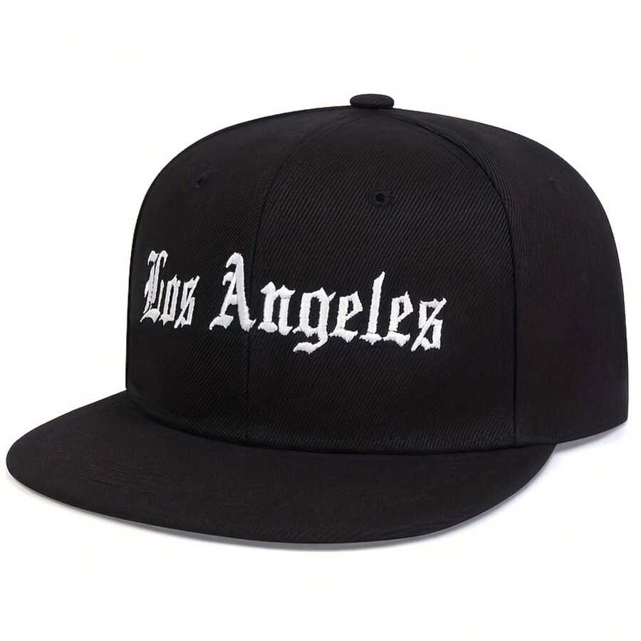 1Piece Men Los Angeles Letter Embroidered Hip Hop Hat Outdoor Sport Adjustable Sunscreen Leisure Hat Spring Autumn Travel Tourism Beach Vacation - 黑色 - 查看 1