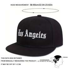 1Piece Men Los Angeles Letter Embroidered Hip Hop Hat Outdoor Sport Adjustable Sunscreen Leisure Hat Spring Autumn Travel Tourism Beach Vacation - 黑色 - 查看 4