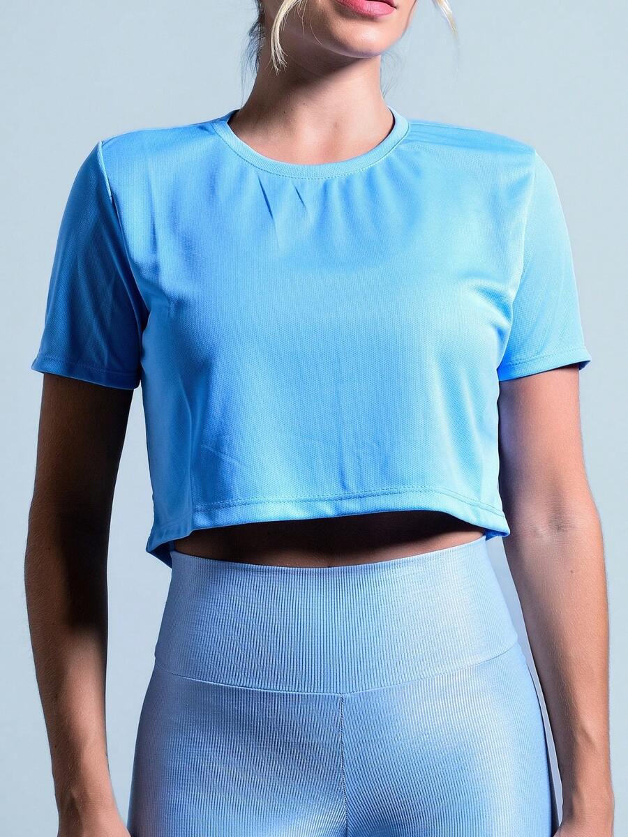 WOMEN'S CROPPED FITNESS GYM - Blue - View 1