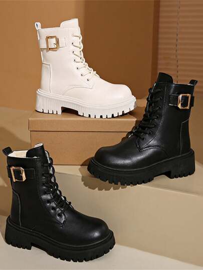 New Women Winter Boots, Classic Short Boots With Lining, Thick Sole, Lace-Up,Boots For Women