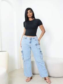 Moderna & Slim KIT 2: Women's Baby Tee - Slim Fit Short Sleeve Blouse - 1 黑色和 1 黃色 - 查看 4