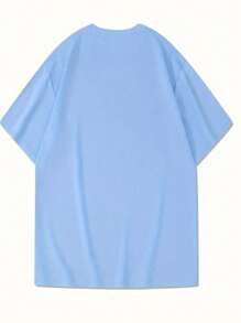 Men's T-Shirt With Mountain Print - 淺藍色 - 查看 2