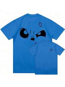 Unisex Casual Streetwear Wink T-Shirt - Xanh đậm - Xem 2