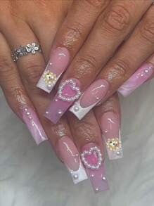 1box Cute And Sweet Pink Butterfly Heart Rhinestones Nail Jewelry Sets - Nail Art Jewelry Sets And Nail Technique Supplies That Nail Artists Must Have For Women And Girls Diy Glamorous Nail Art Decorations, Explore The Charm Of Nails