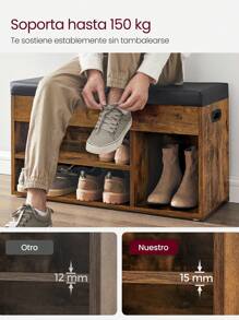VASAGLE Shoe Changing Stool - Brown - View 6