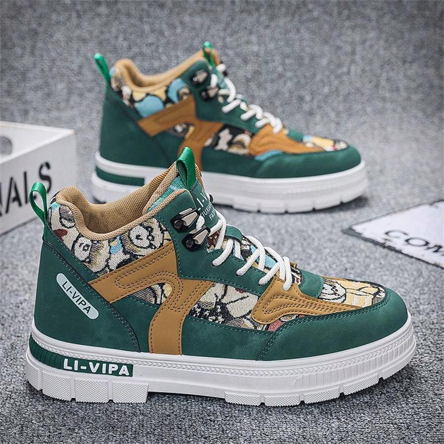 2024 New MidTop Skateboard Shoes For Men, Thick Sole AntiSlip Sports