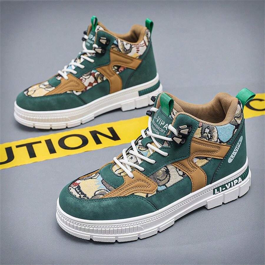 2024 New MidTop Skateboard Shoes For Men, Thick Sole AntiSlip Sports