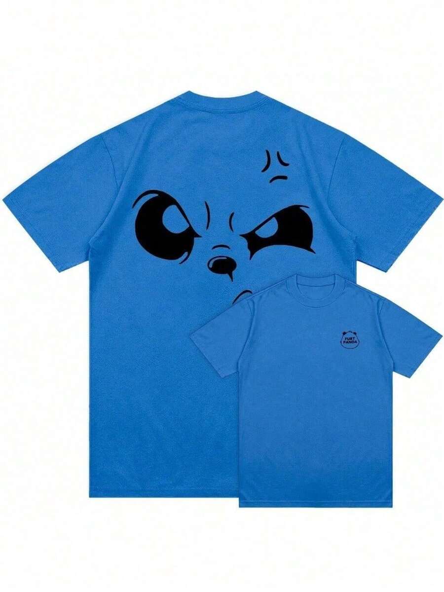 Unisex Casual Streetwear Wink T-Shirt - Xanh đậm - Xem 1