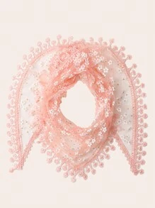 1 chiếc khăn choàng tam giác ren tua rua khoét lỗ hình hoa trơn dành cho nữ, nhẹ và thoáng khí cho mùa xuân/hè/thu, phụ kiện thời trang - Nhiều màu - Xem 18